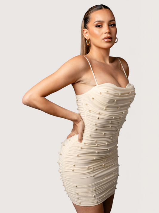 Pearl Mesh Mini Dress