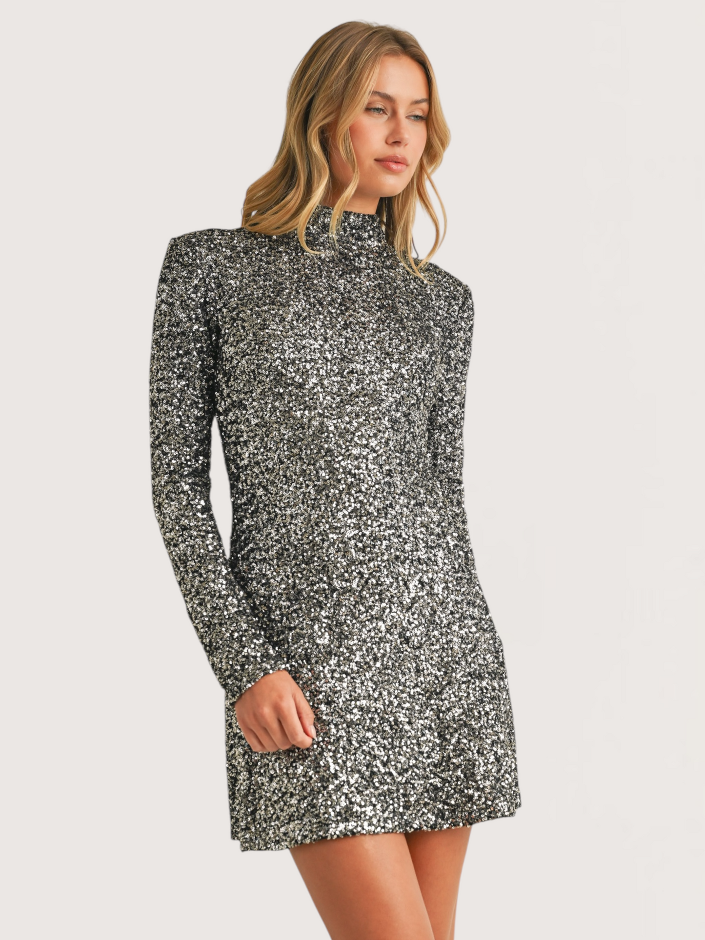 High Neck Sequin Dress