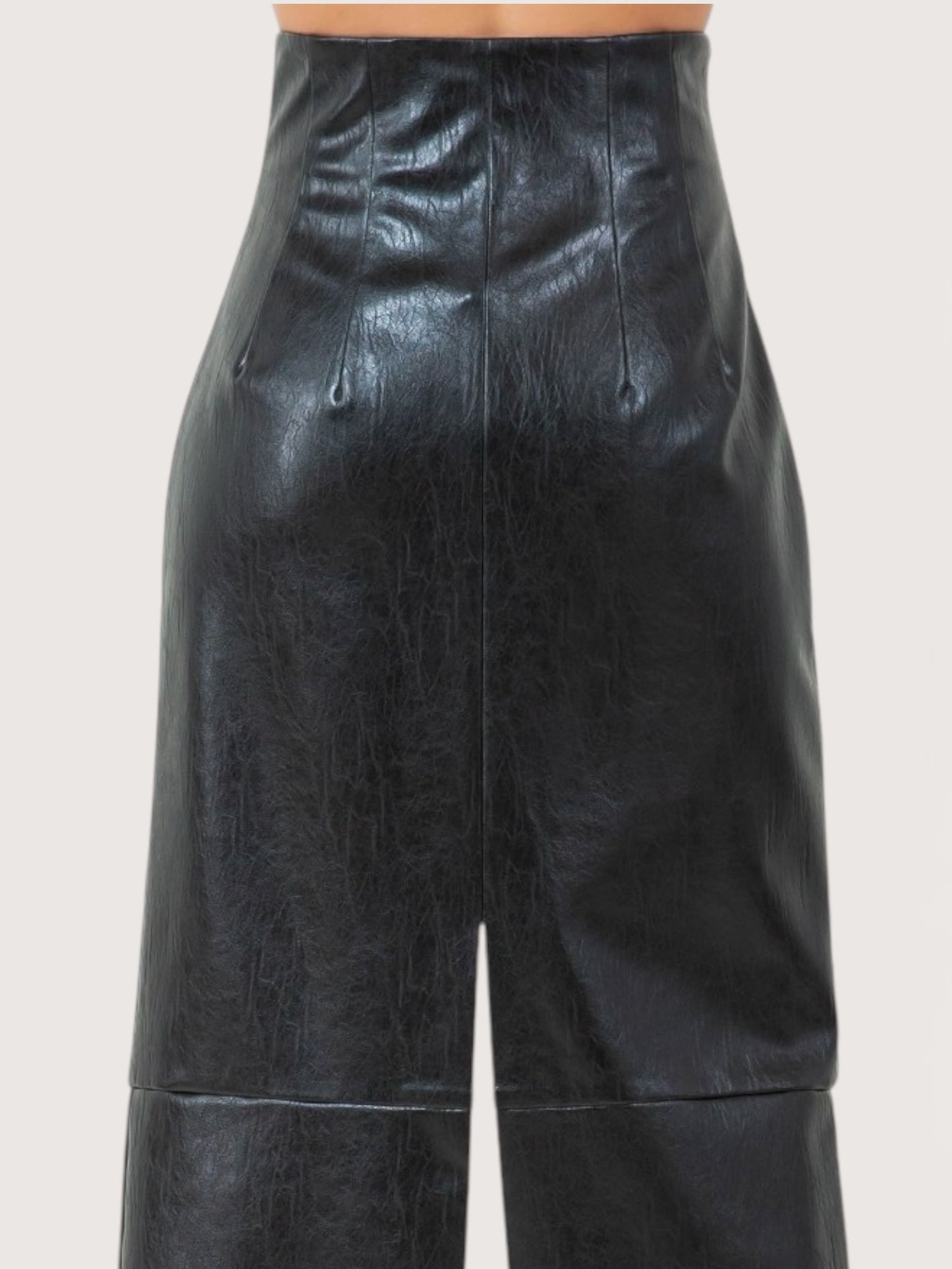 Zipper Front Leather Skirt