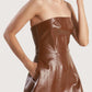 Strapless Leather Midi Dress