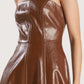 Strapless Leather Midi Dress