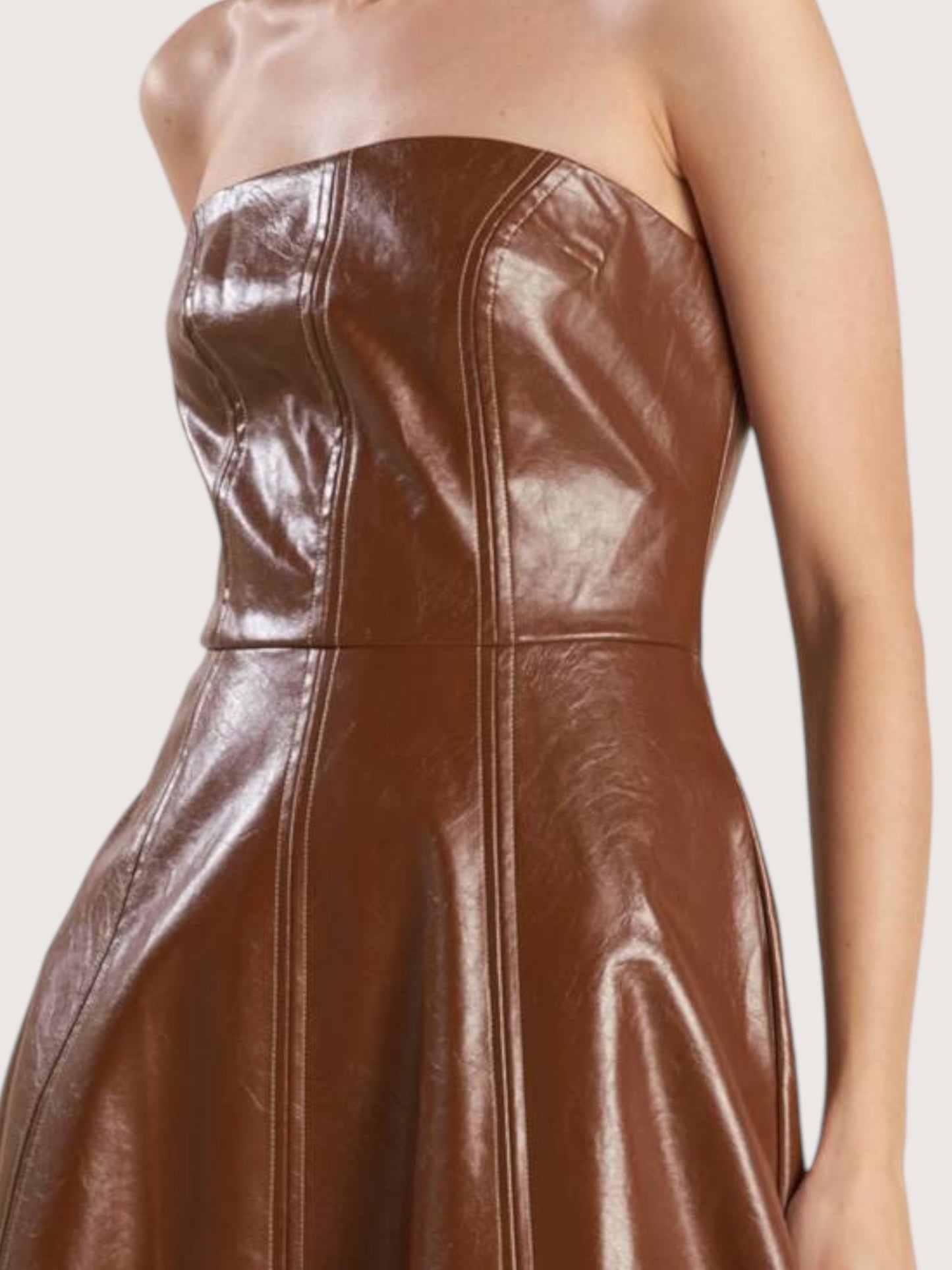 Strapless Leather Midi Dress