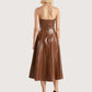 Strapless Leather Midi Dress