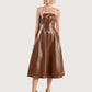 Strapless Leather Midi Dress