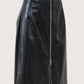 Zipper Front Leather Skirt