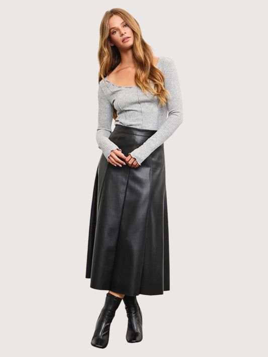 A Line Leather Skirt