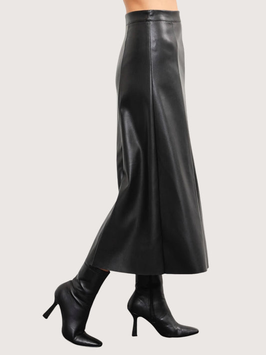 A Line Leather Skirt