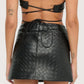 Weaved Leather Mini Skirt