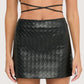 Weaved Leather Mini Skirt