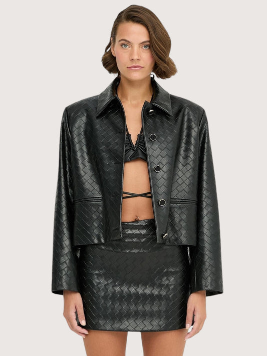 Weaved Leather Jacket