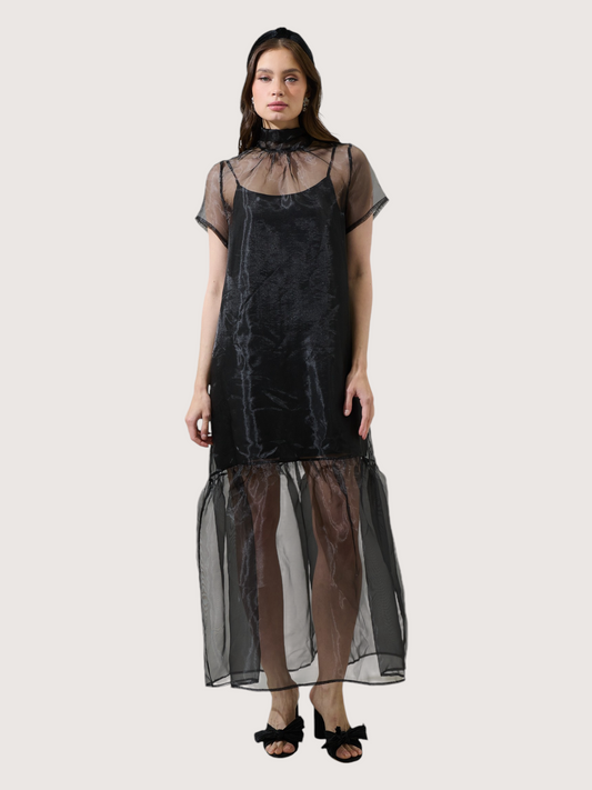 Ruffled Hem Organza Dress