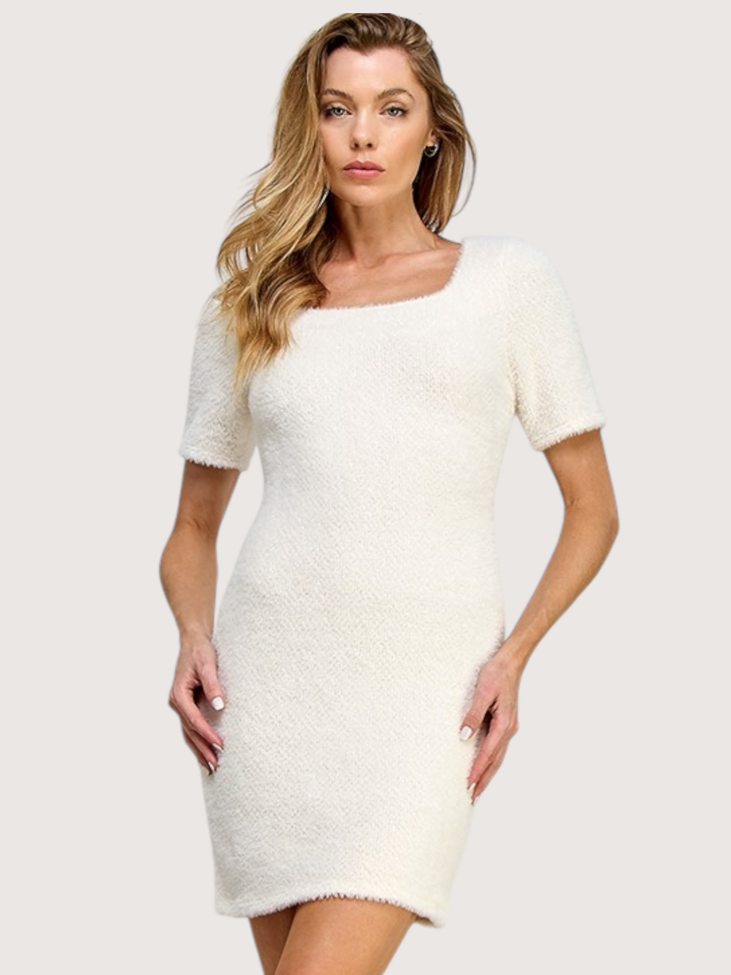 Fuzzy Square Neck Dress