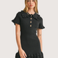 Collared Mini Ruffle Dress | Black