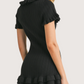 Collared Mini Ruffle Dress | Black