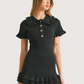 Collared Mini Ruffle Dress | Black