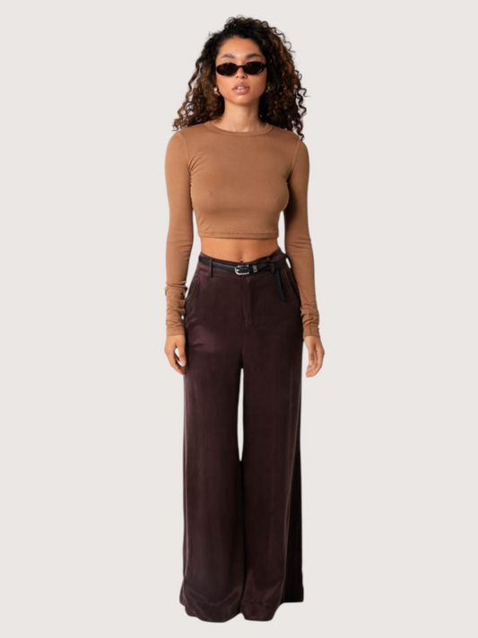 Alexi Wide Leg Pant | Brown