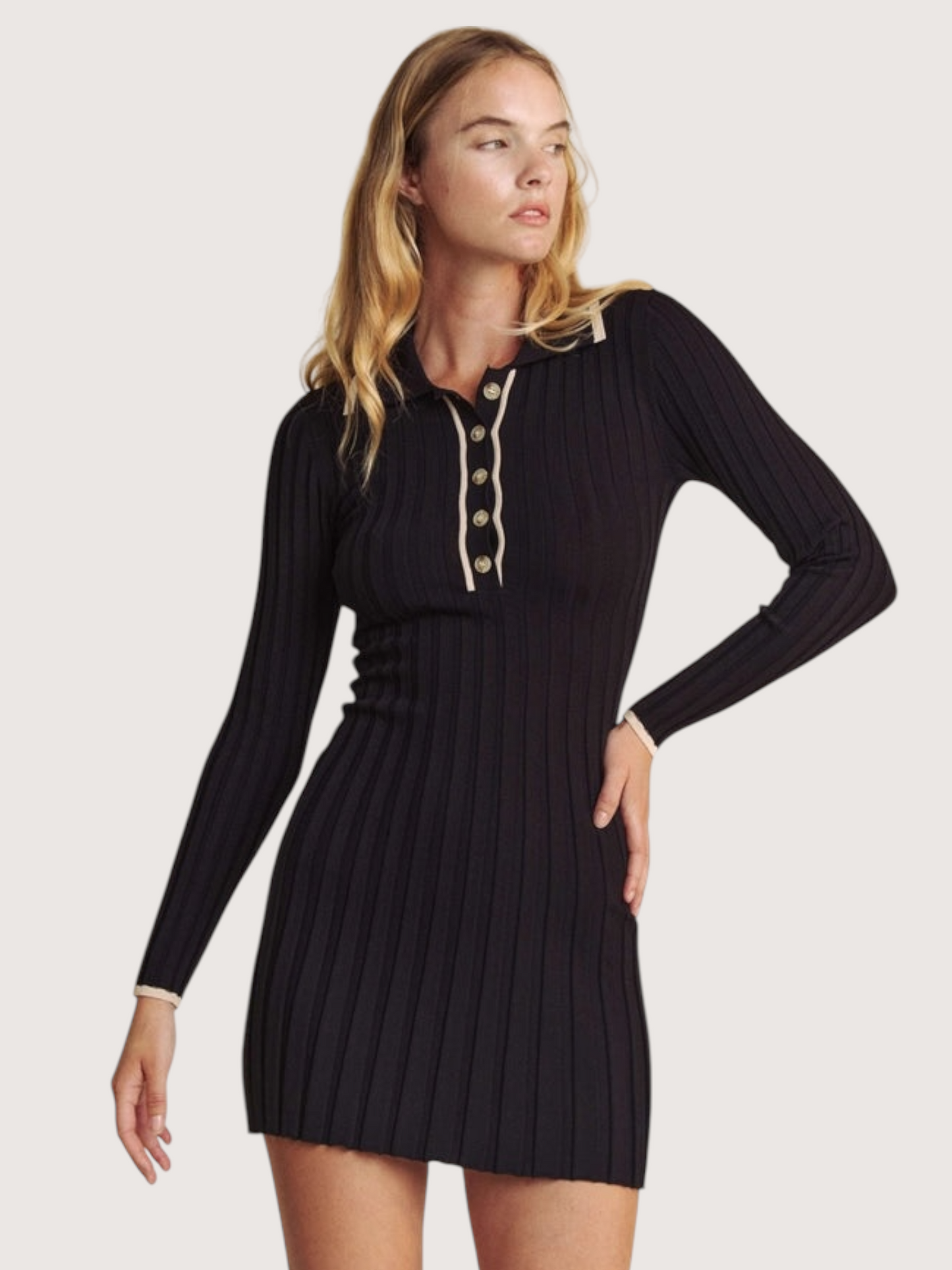 Contrast Trim Knit Dress