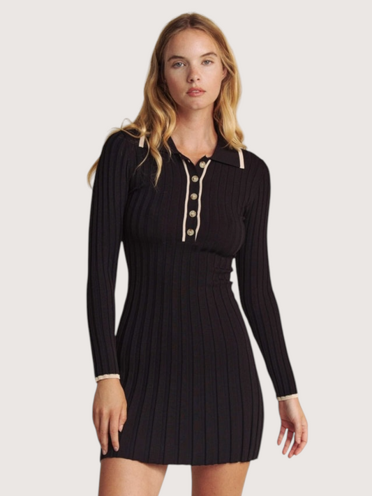 Contrast Trim Knit Dress