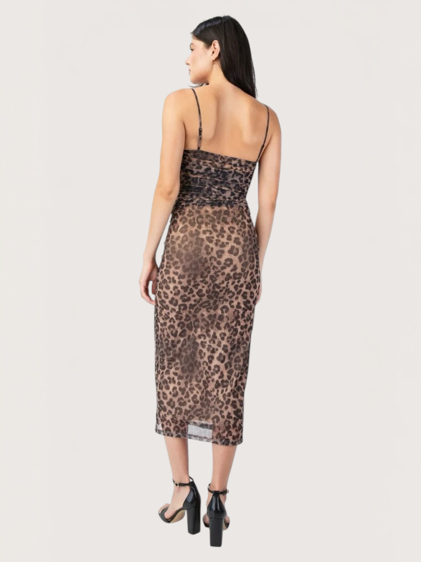 Leopard Mesh Midi Dress