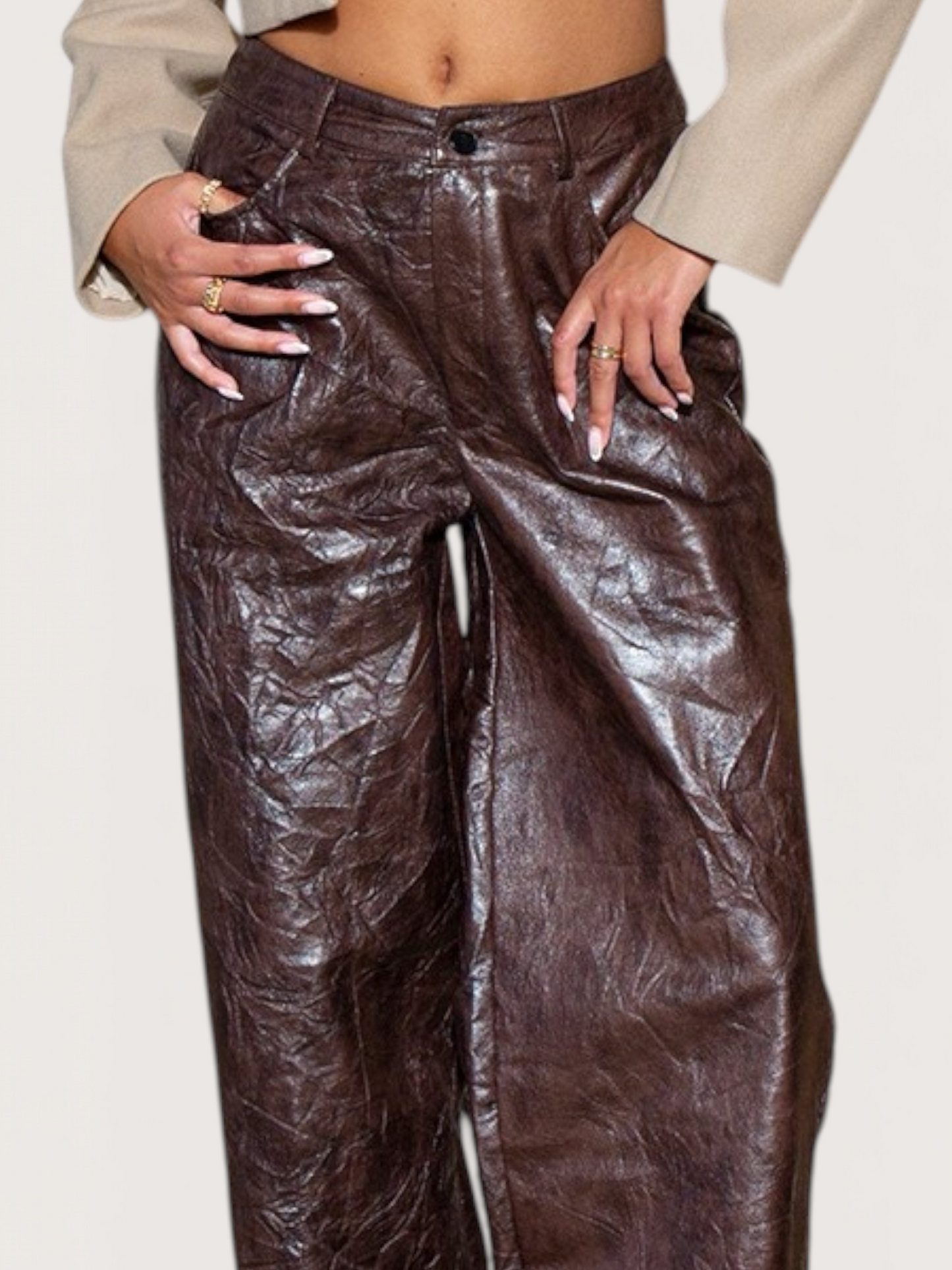 Crinkled Wide Leg Pant