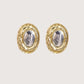 Two Tone Oval Earring | Gold