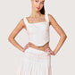 Contrast Stitch Pleated Skirt | White