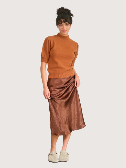 Satin Slip Skirt | Chestnut