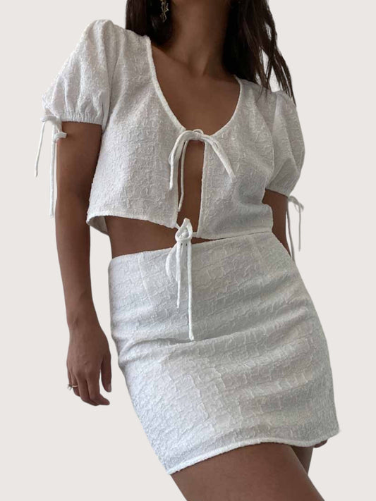 Textured Top & Skirt Set