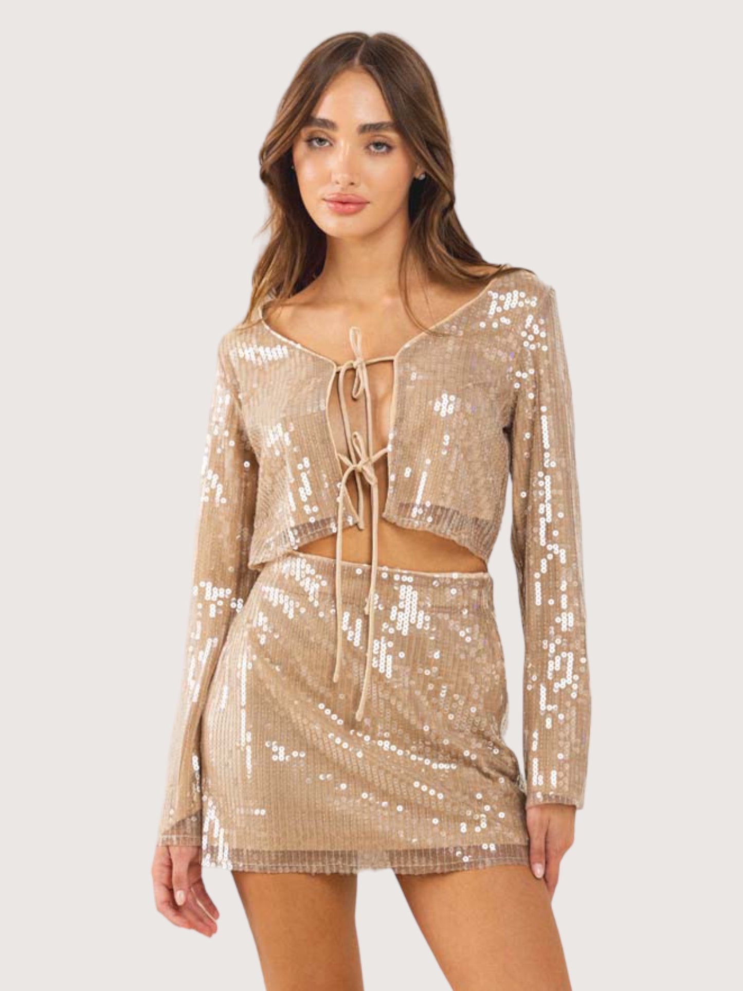 Front Tie Sequin Top