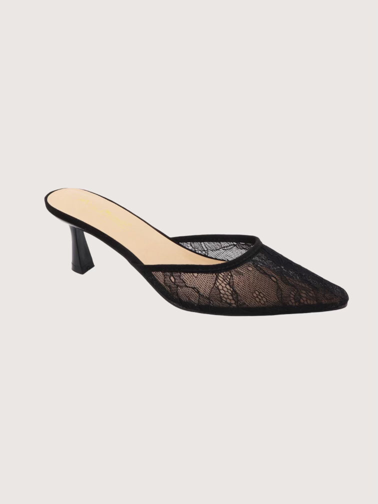 Mesh Lace Kitten Heel