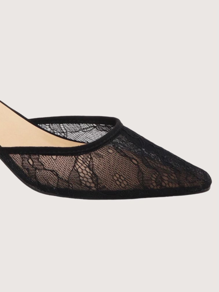 Mesh Lace Kitten Heel