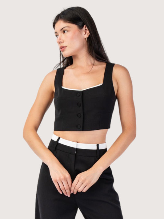 Contrast Edge Crop Top