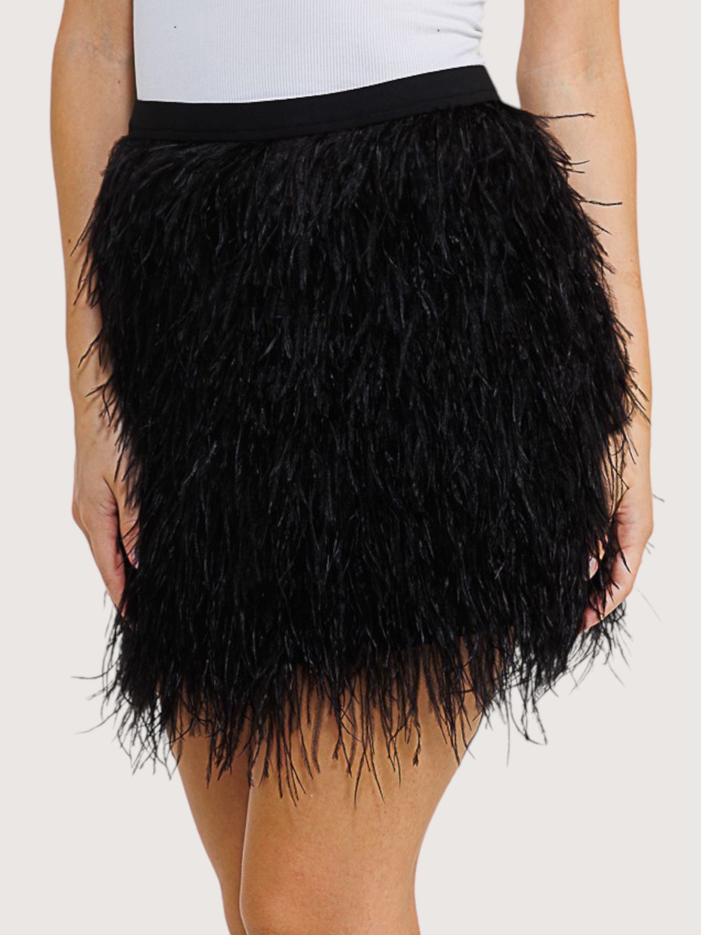 Ostrich Feather Mini Skirt