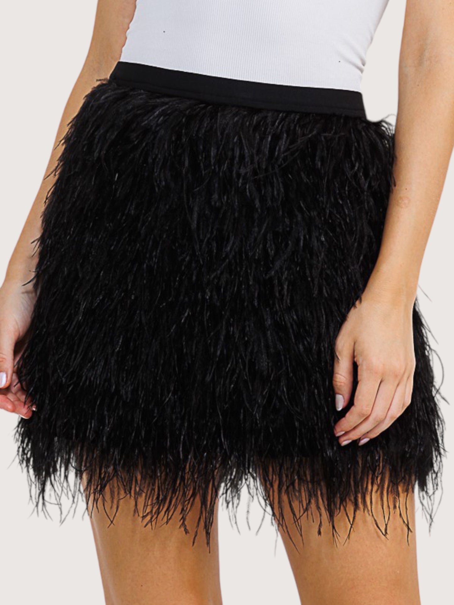 Ostrich Feather Mini Skirt