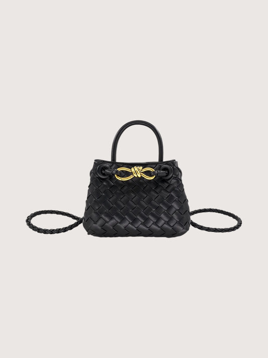 Mini Weaved Bow Bag | Black