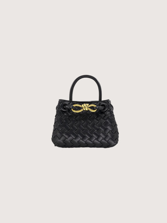 Mini Weaved Bow Bag | Black