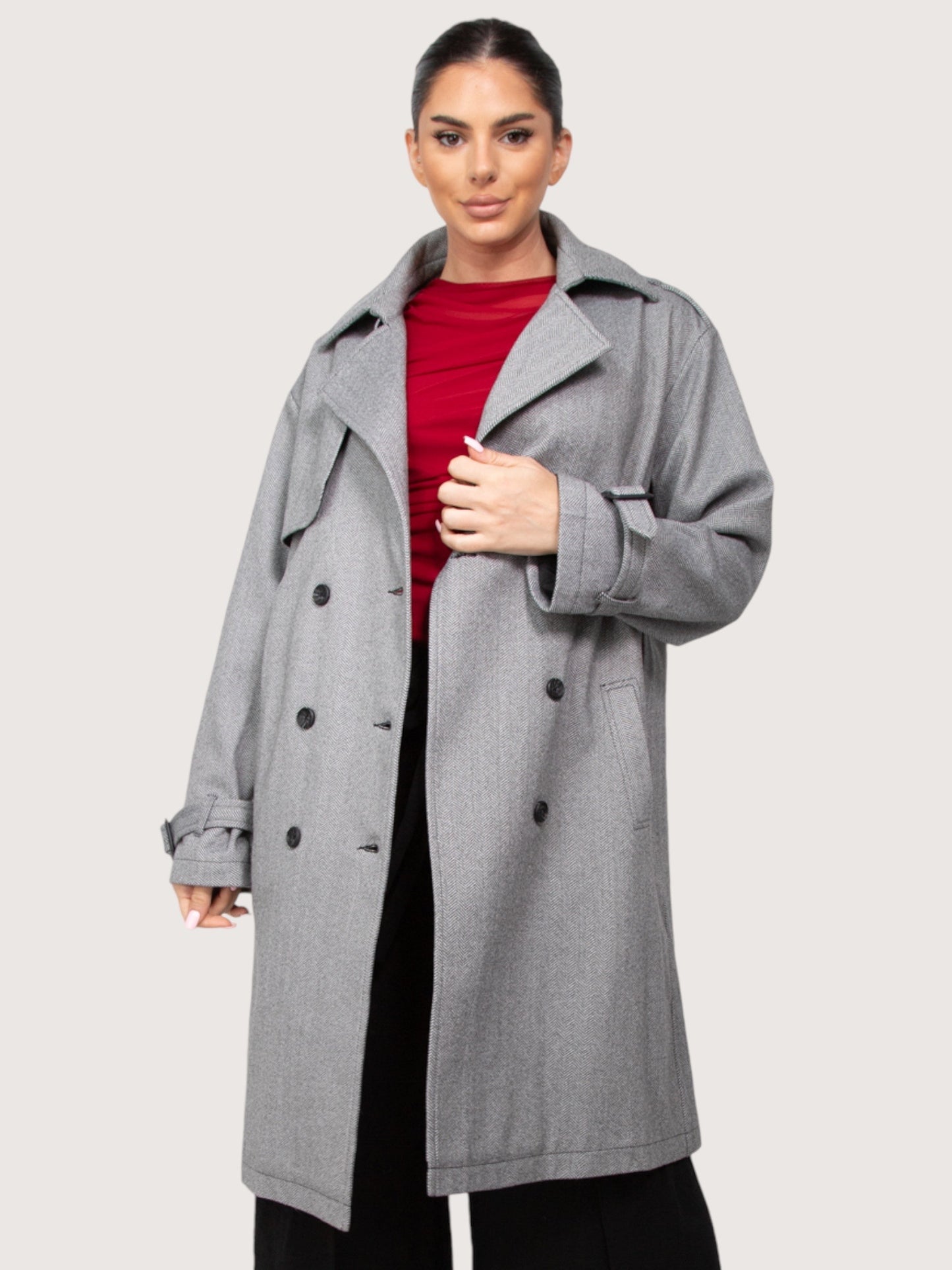 Herringbone Trench Coat