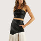 Leather Pleated Midi Skirt