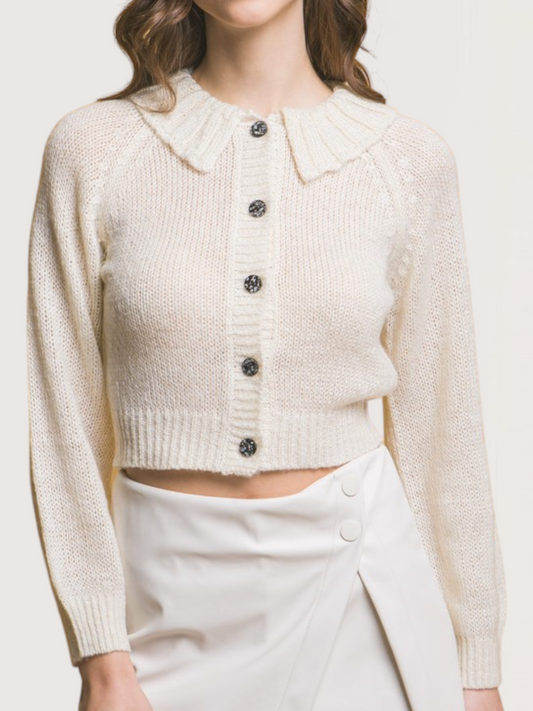 Collared Knit Sweater | Cream