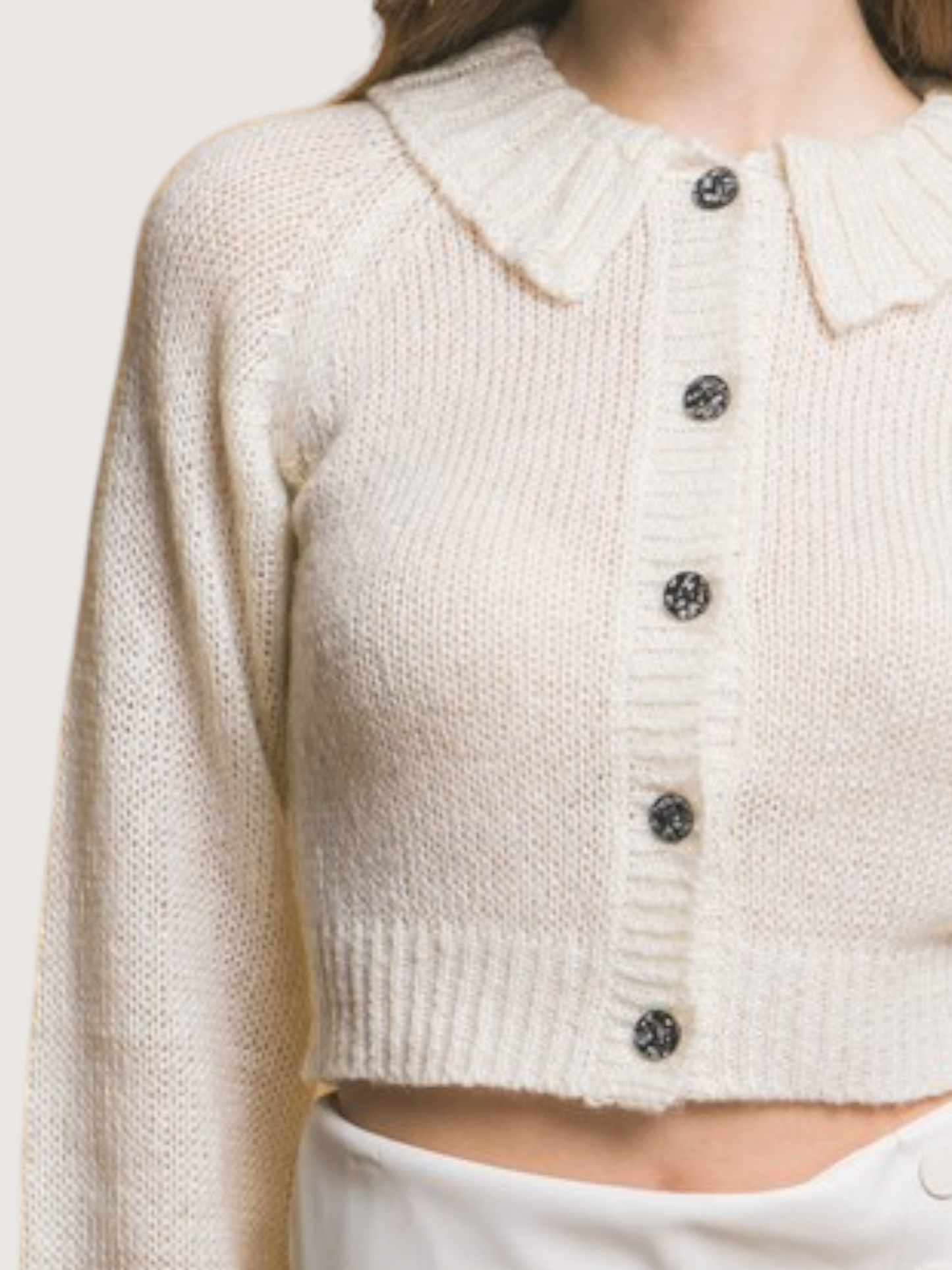 Collared Knit Sweater | Cream