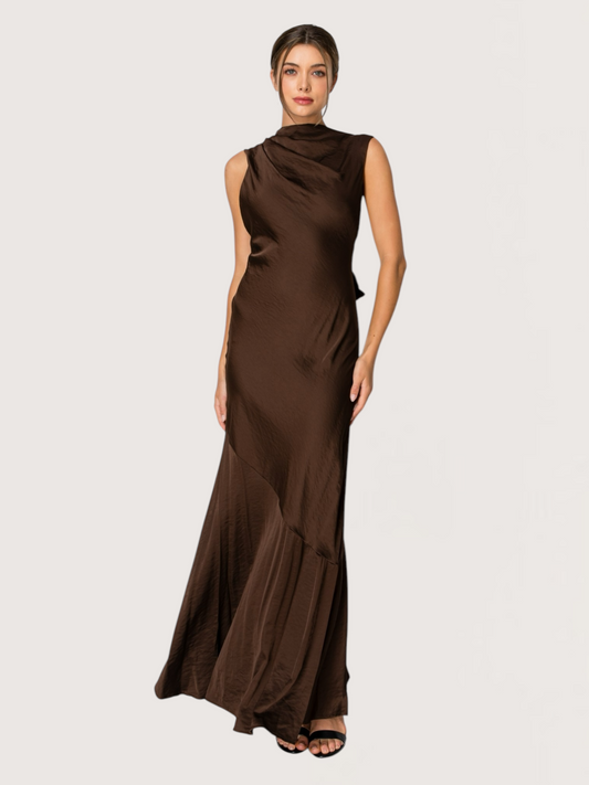 Open Back Slip Maxi | Chocolate