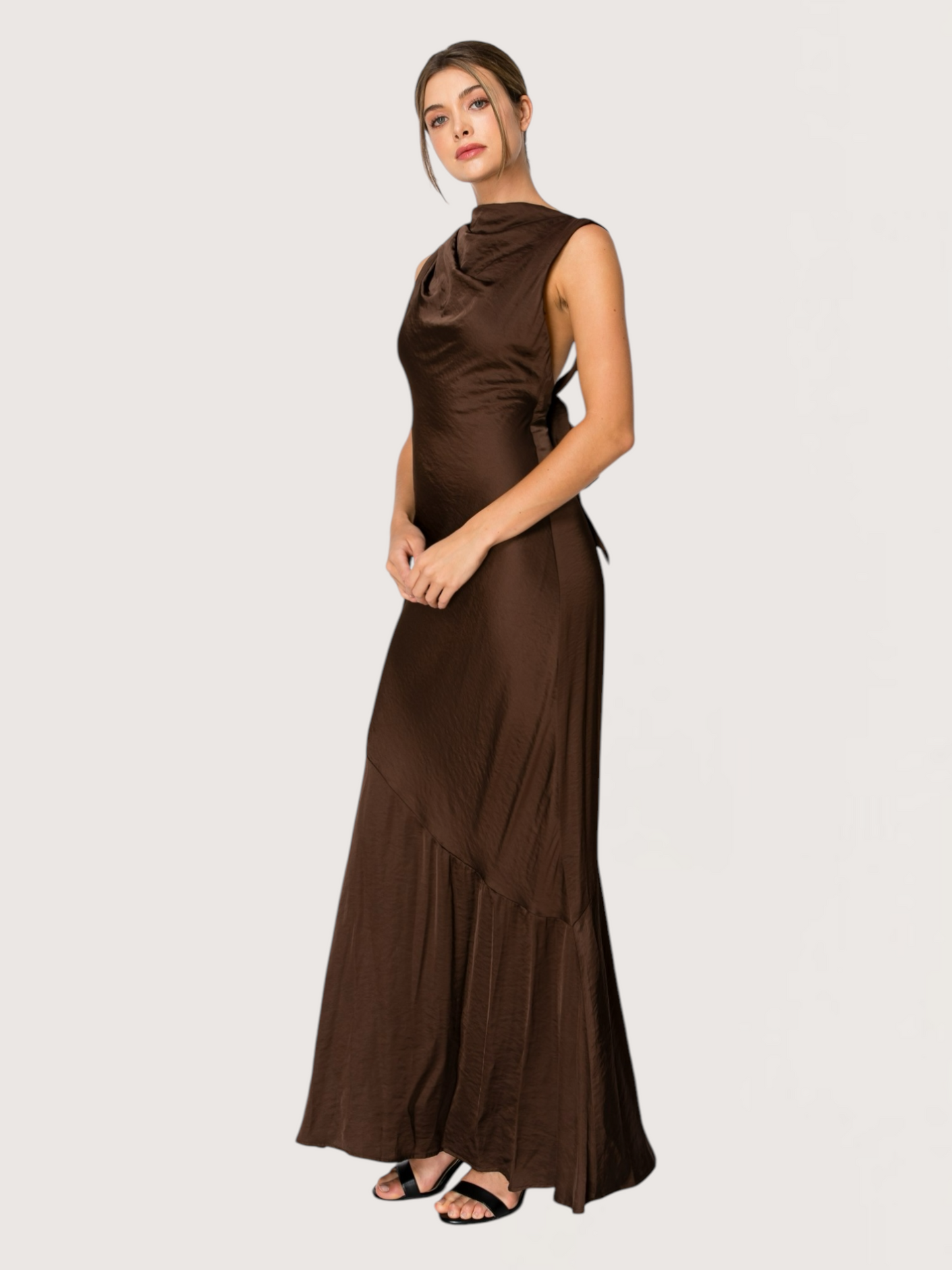 Open Back Slip Maxi | Chocolate