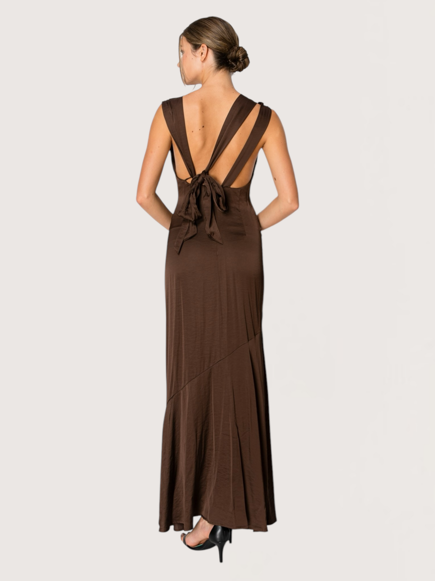 Open Back Slip Maxi | Chocolate