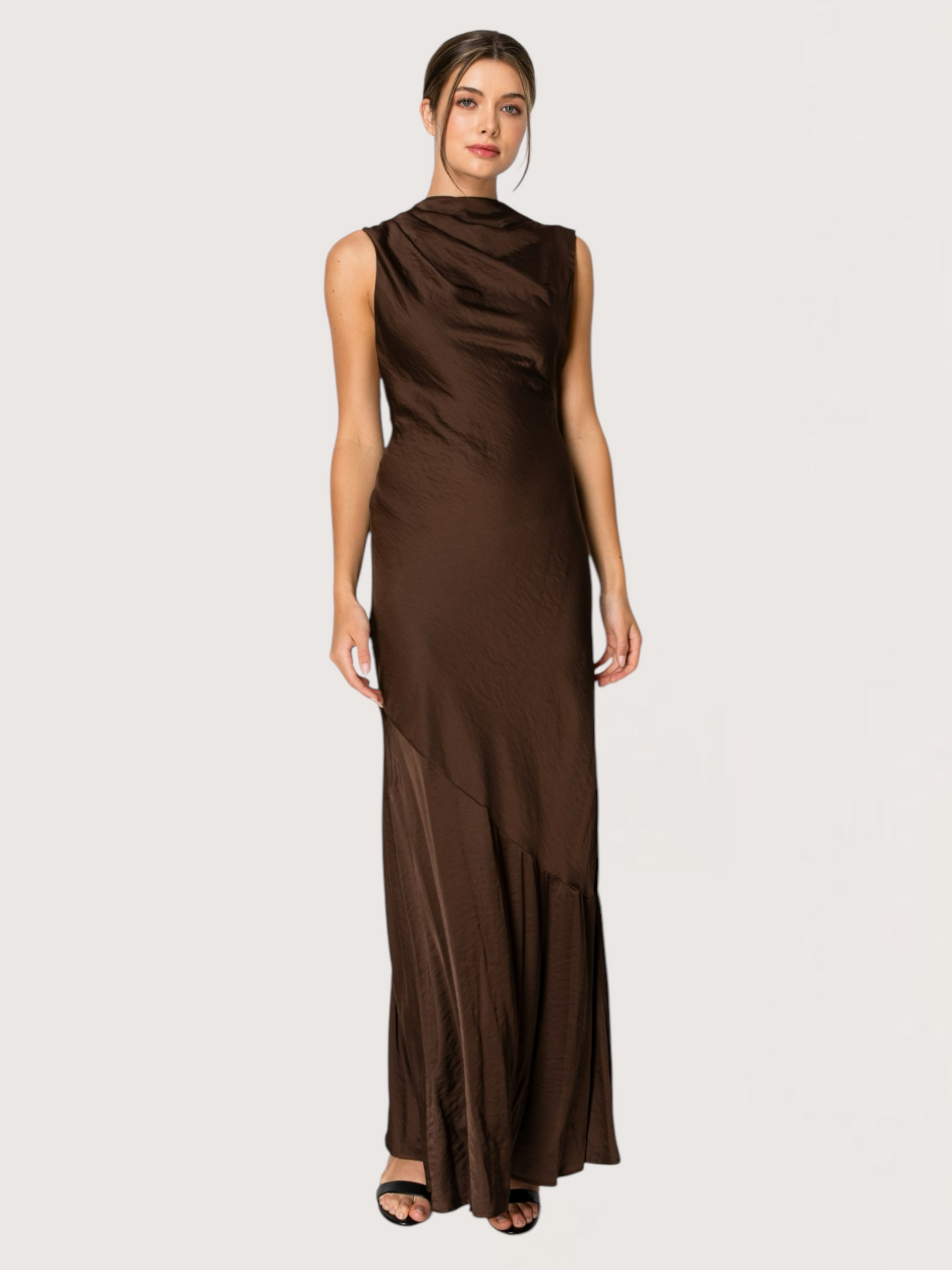 Open Back Slip Maxi | Chocolate