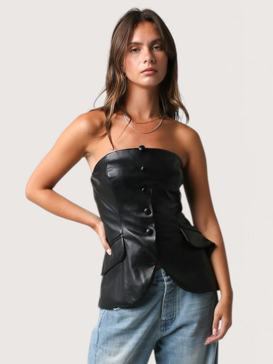 Strapless Leather Top