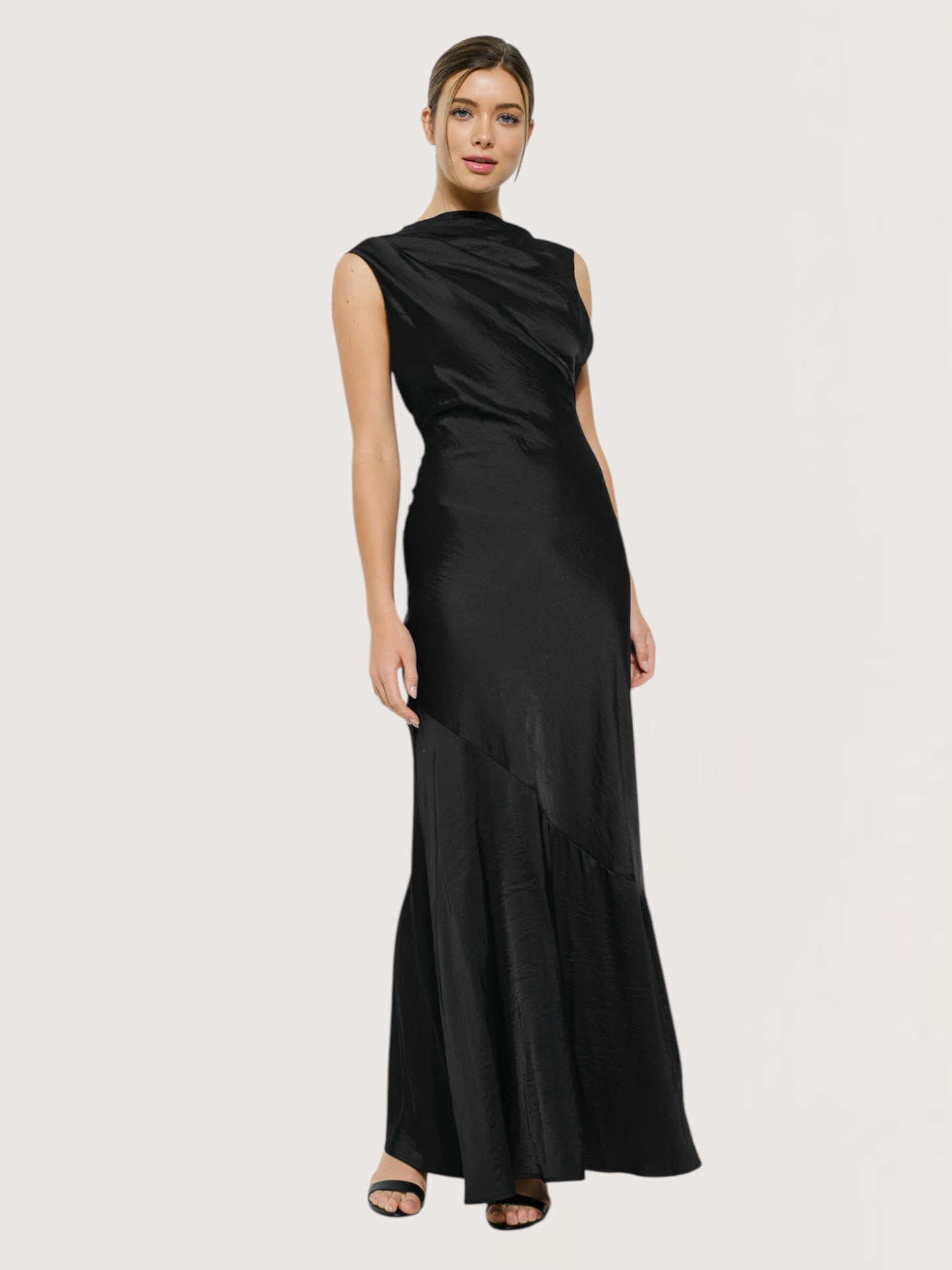 Open Back Slip Maxi | Black